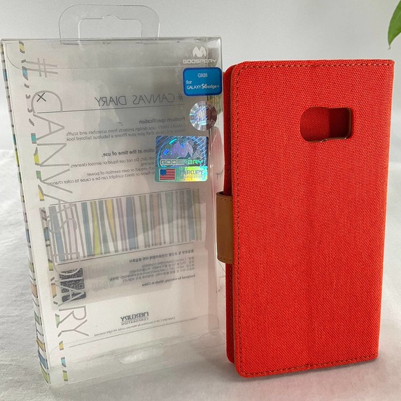 Goospery Wallet Case For Samsung Galaxy S6 edge+, Orange - Picture 4 of 8